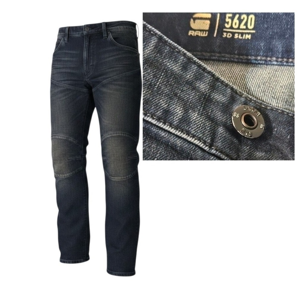 G Star Raw 5620 3D Slim Men's Jeans Dark Wash 33x31 Blue Button Fly
